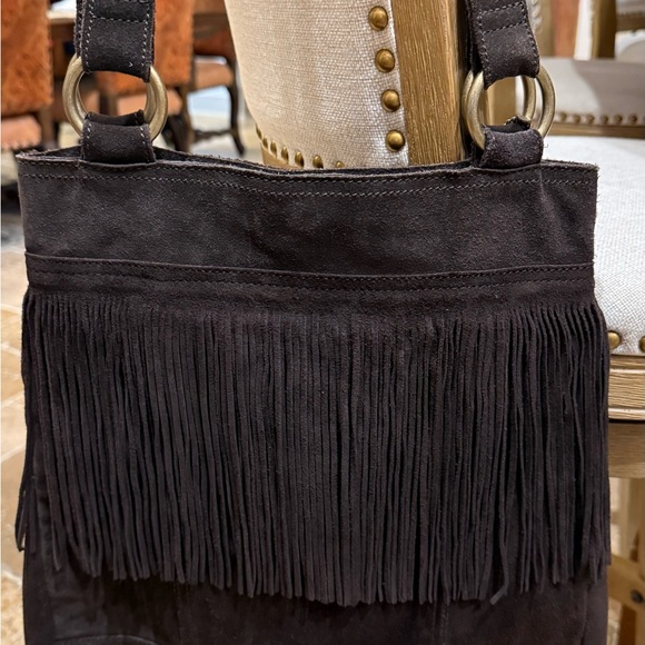 UGG Brown Suede Fringed Handbag - Picture 8 of 11